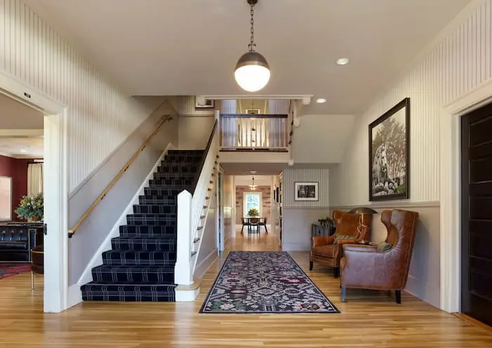 Inn at the Presidio entryway, with stairwell. Photo by Paul Dyer.