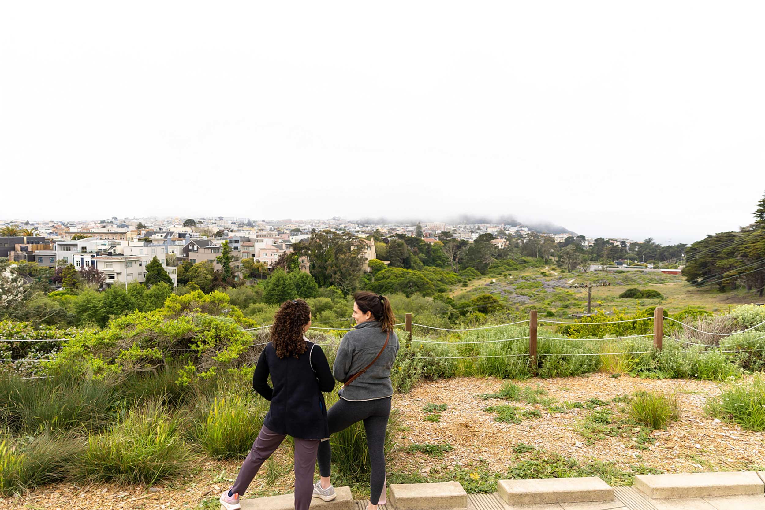 Two women at Lobos Valley Overlook. Photo by Myleen Hollero.