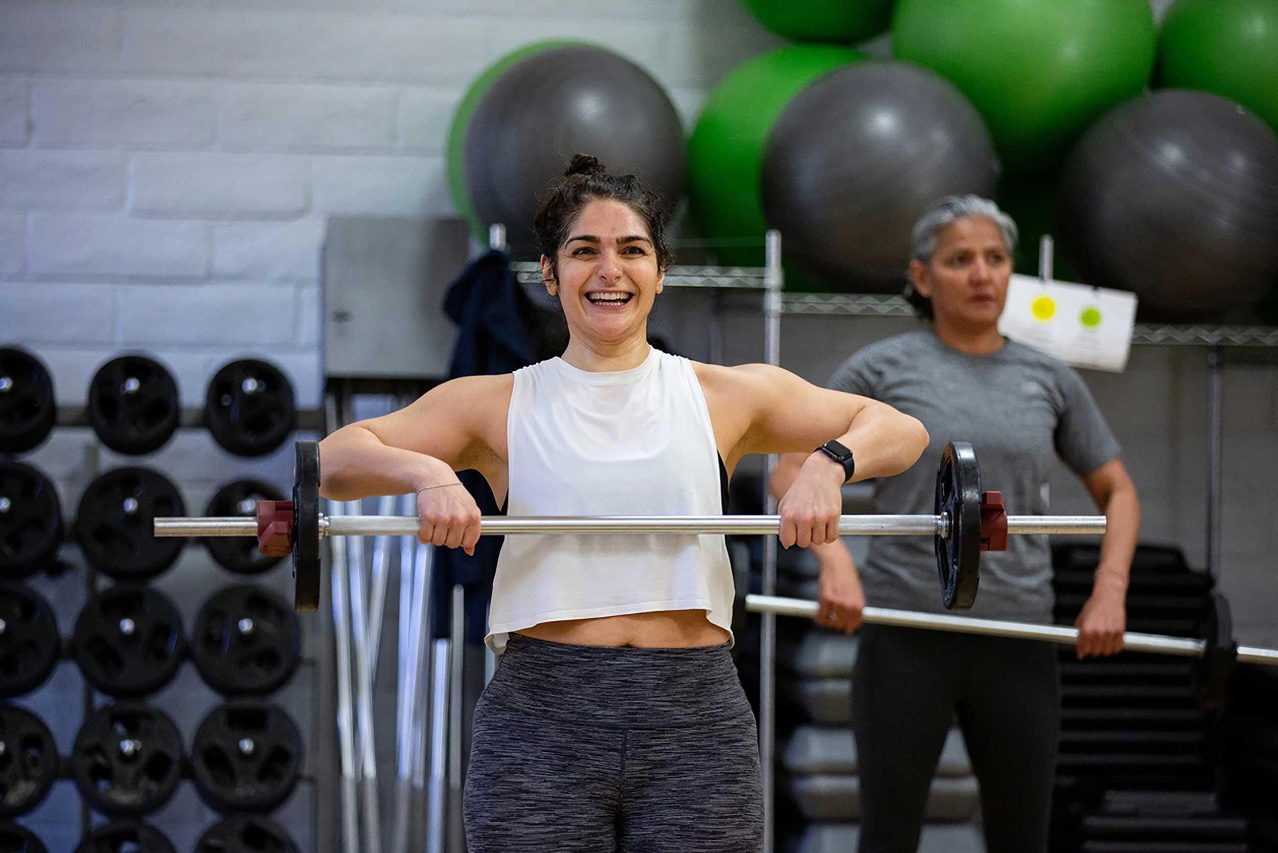 A woman doing weight training at the Presidio YMCA. Photo courtesy of the Presidio Y.