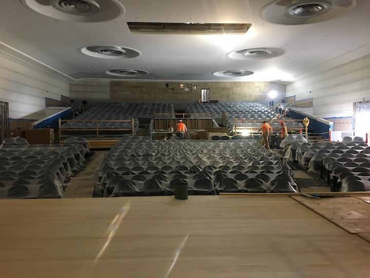 Interior of the Presidio Theatre during rehabilitation.