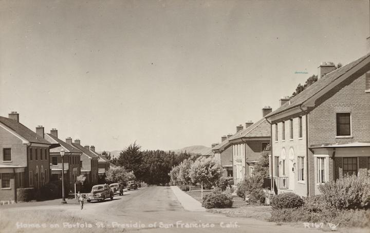 Infantry Terrace neighborhood in the fog. Portola Street neighborhood in 1950.