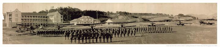 Dozens of soldiers at Crissy Field in 1921.