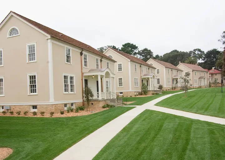 Exterior of the Wyman Avenue residences in the Public Health Service District.