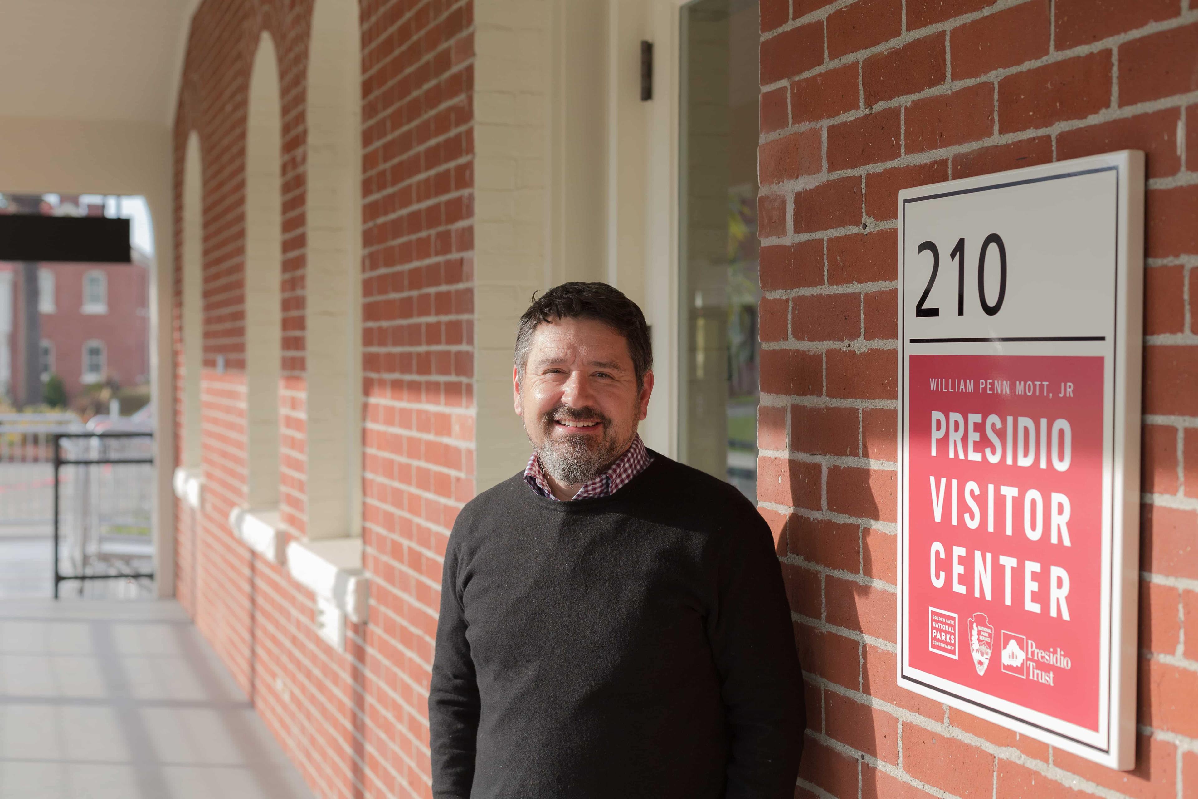 David Andreini in front of the Presidio Visitor Center.