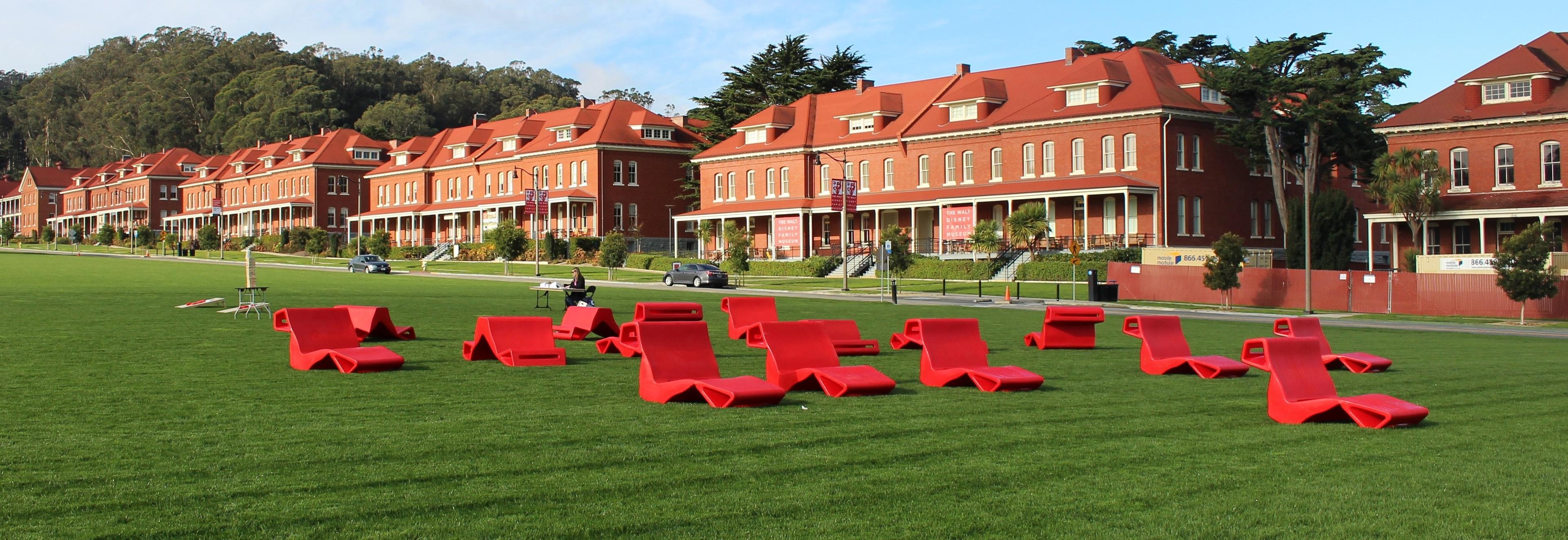 Red Share Chairs at Main Parade Lawn