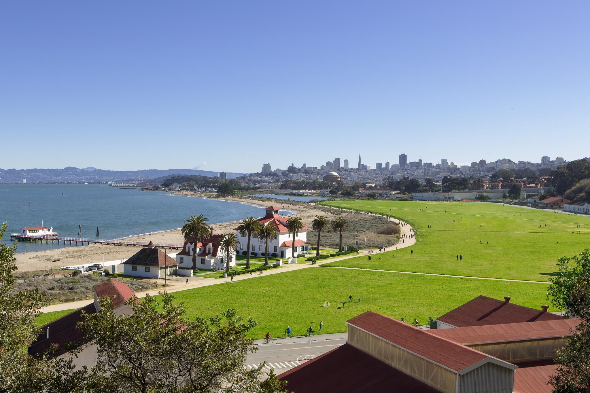 Crissy Field Overlook with San Francisco city skyline in background