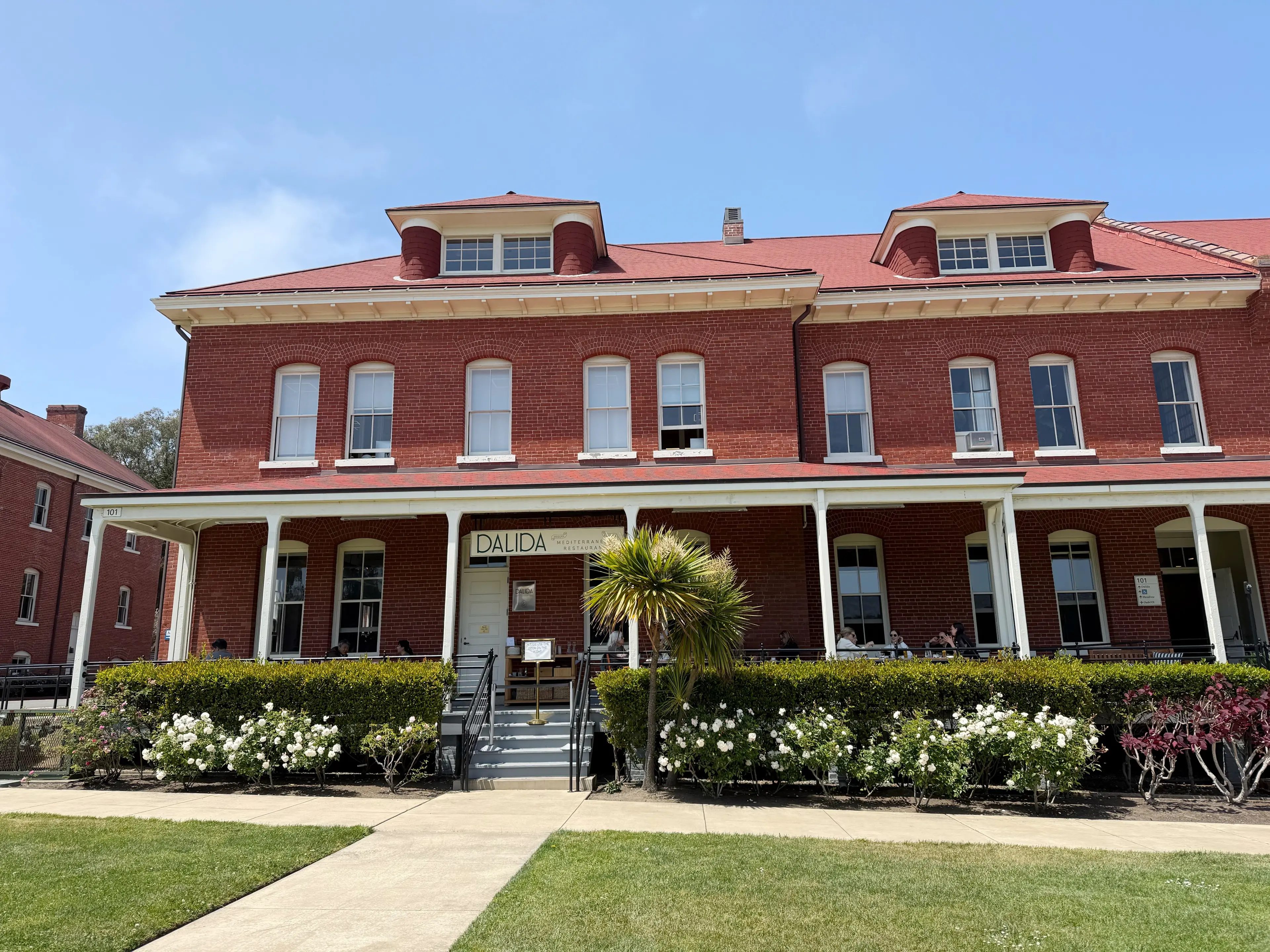 external image of Montgomery Barracks with Dalida restaurants' patio featured.