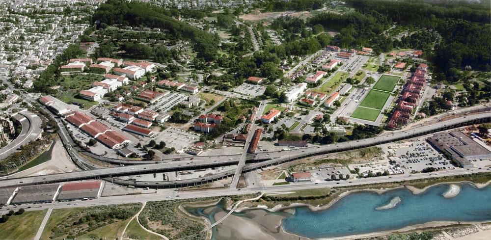 aerial shot looking south of Presidio Parkway