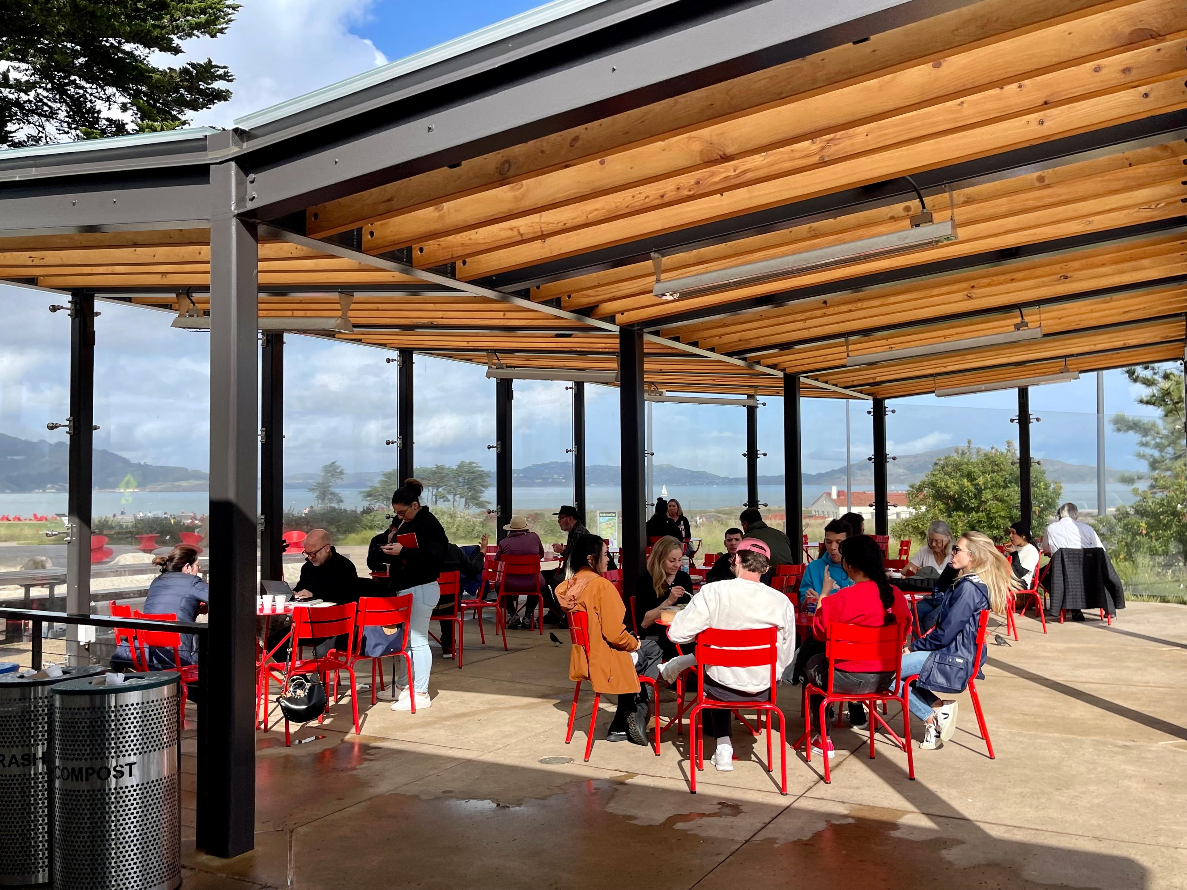 people eating in the picnic pavilion