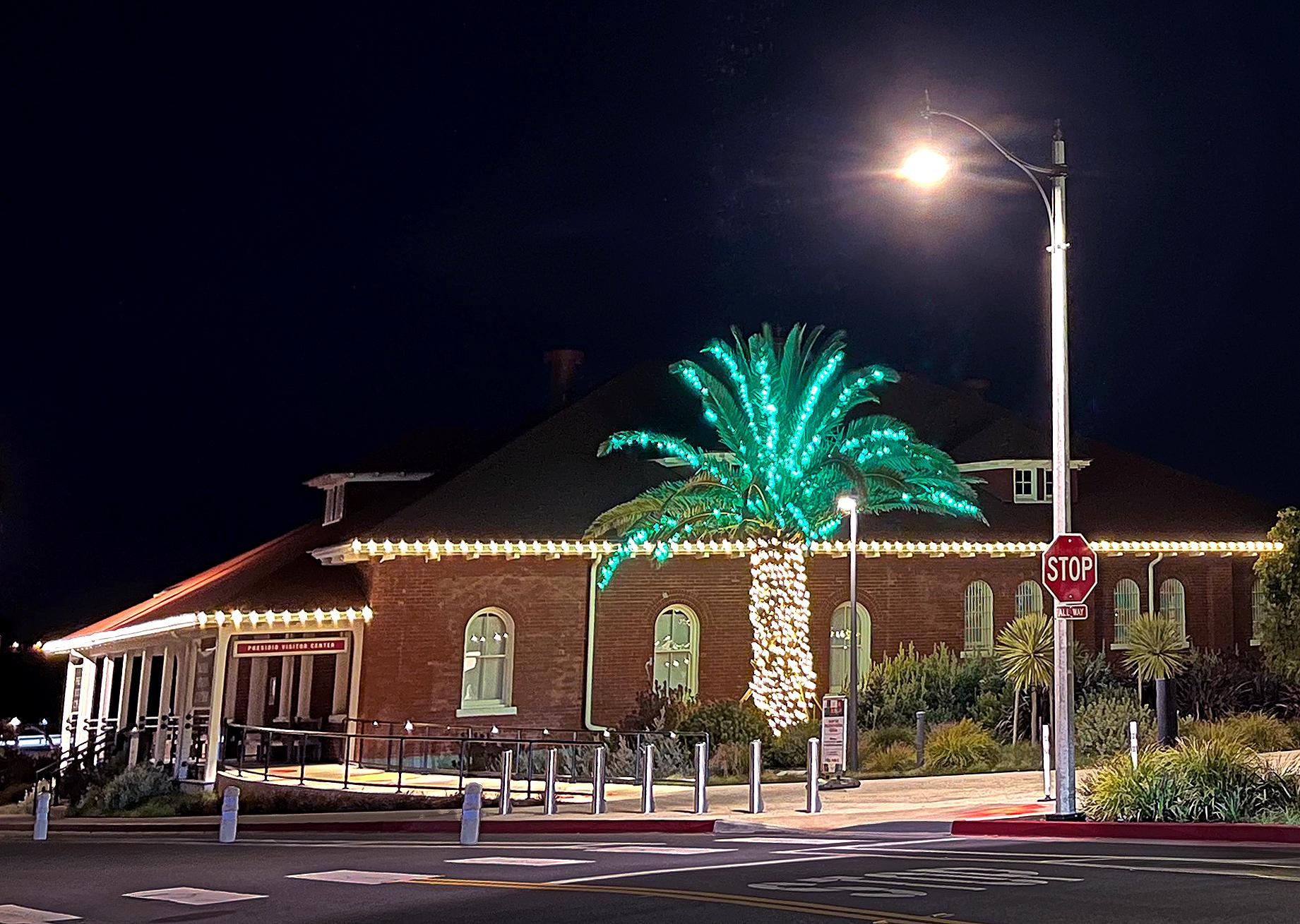 Holiday lighting at Presidio Tunnel Tops.