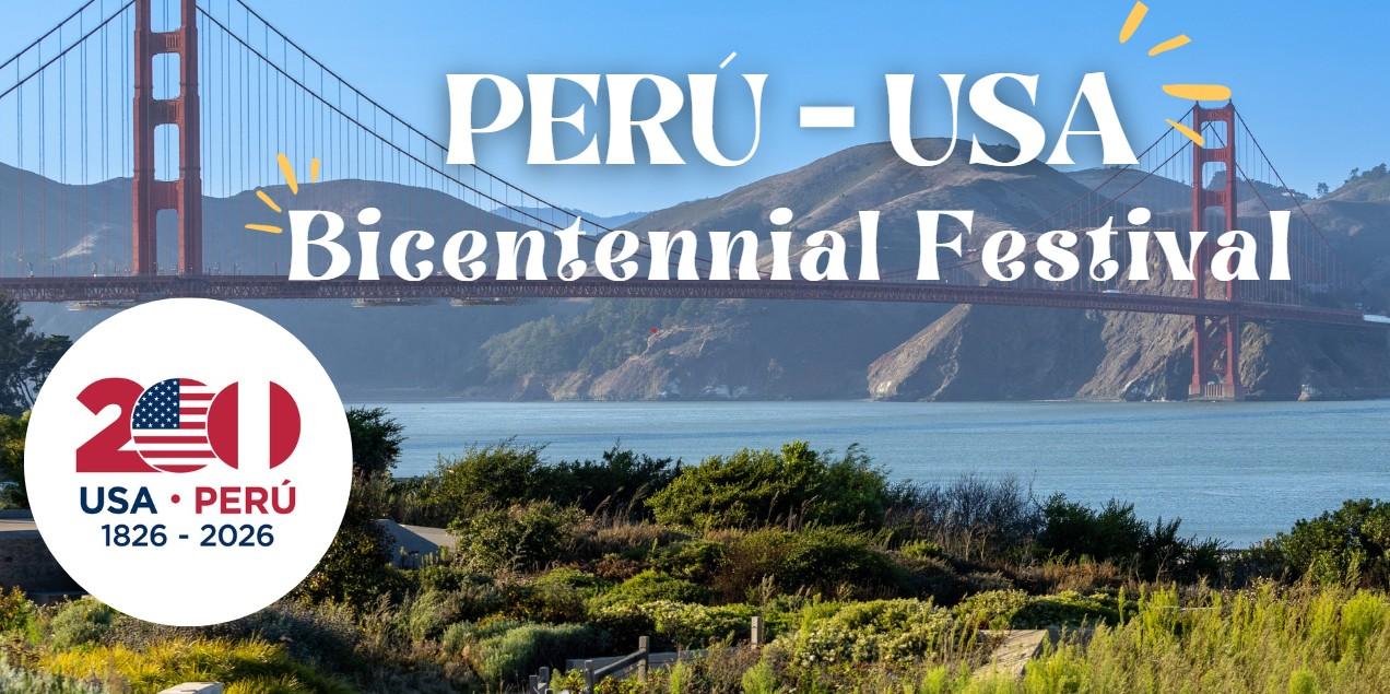 image of the Golden Gate Bridge with Peru-USA Bicentennial Festival