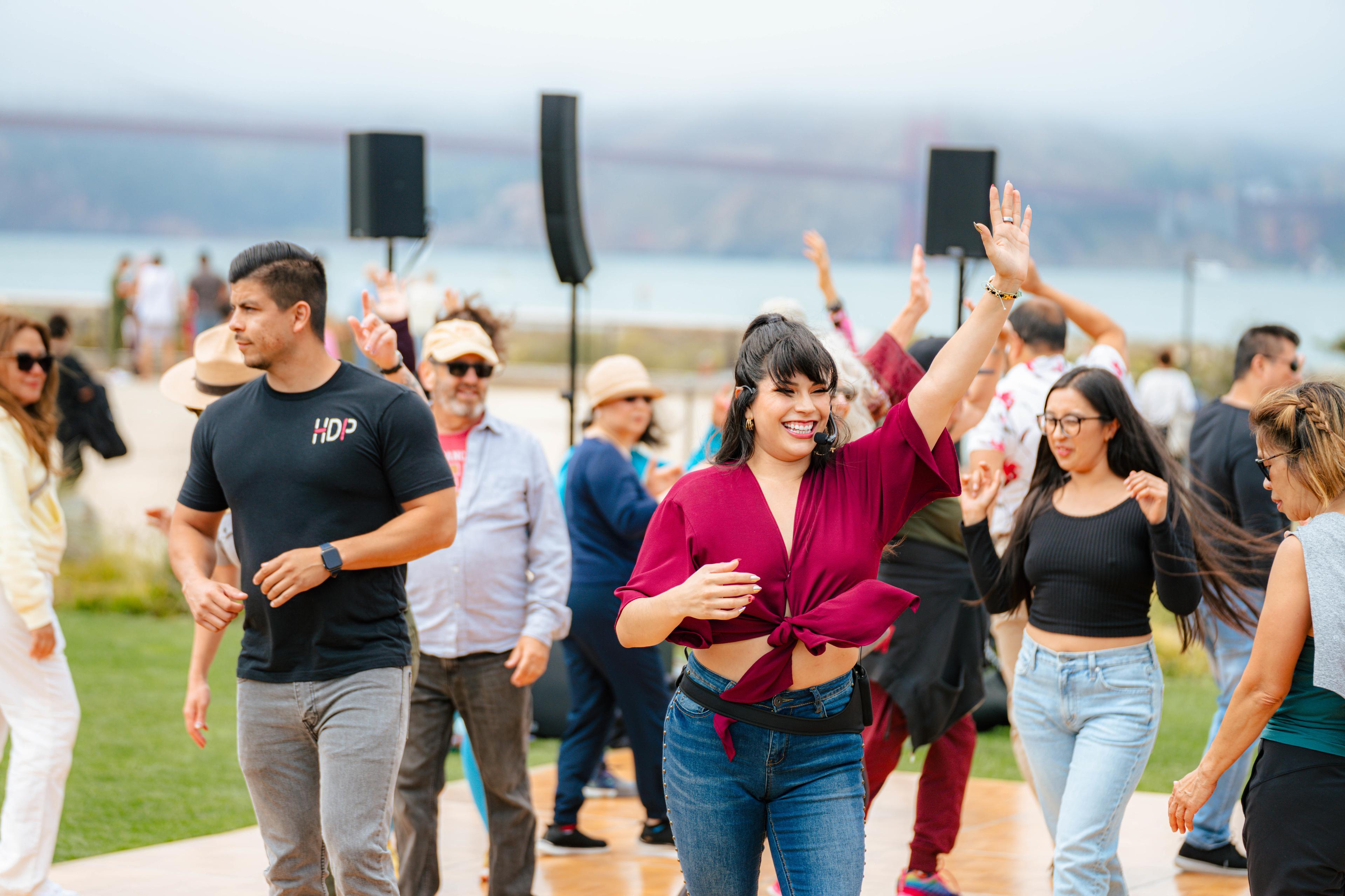 People dancing on the Presidio Tunnel Tops