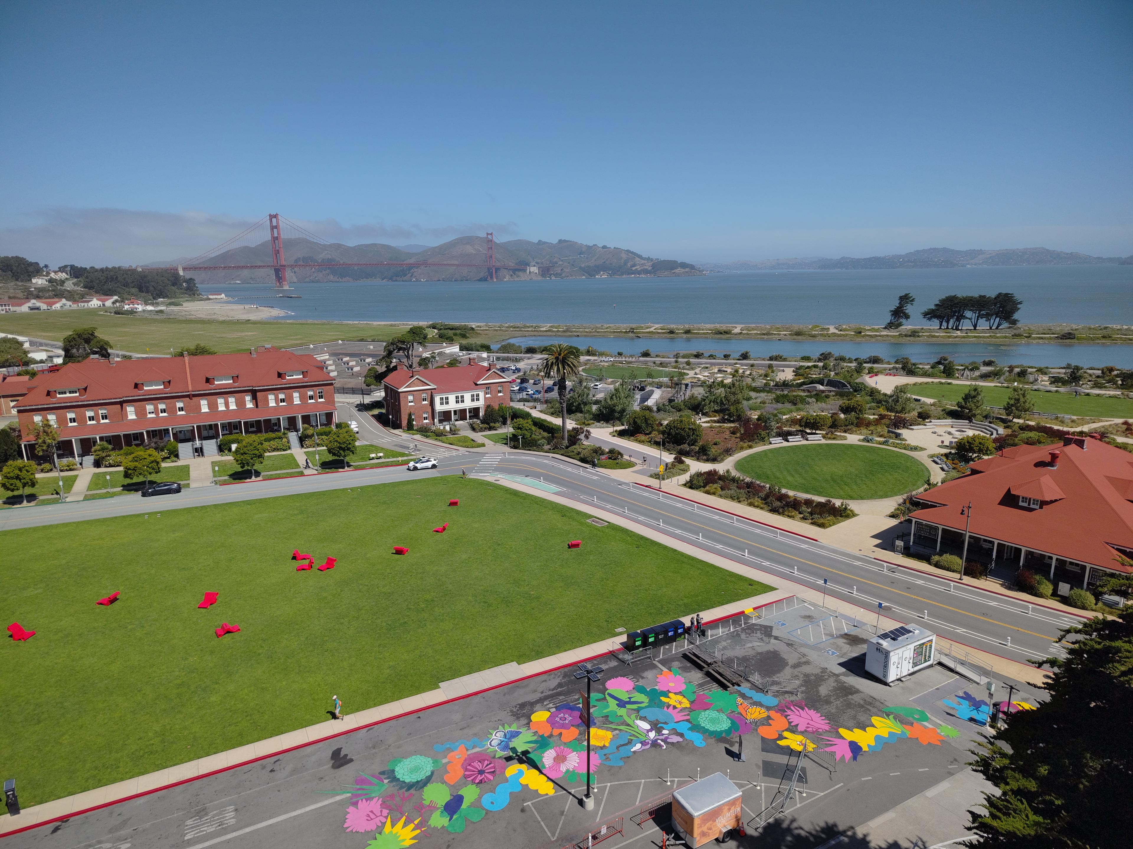 aerial image of artwork on Main Parade Lawn