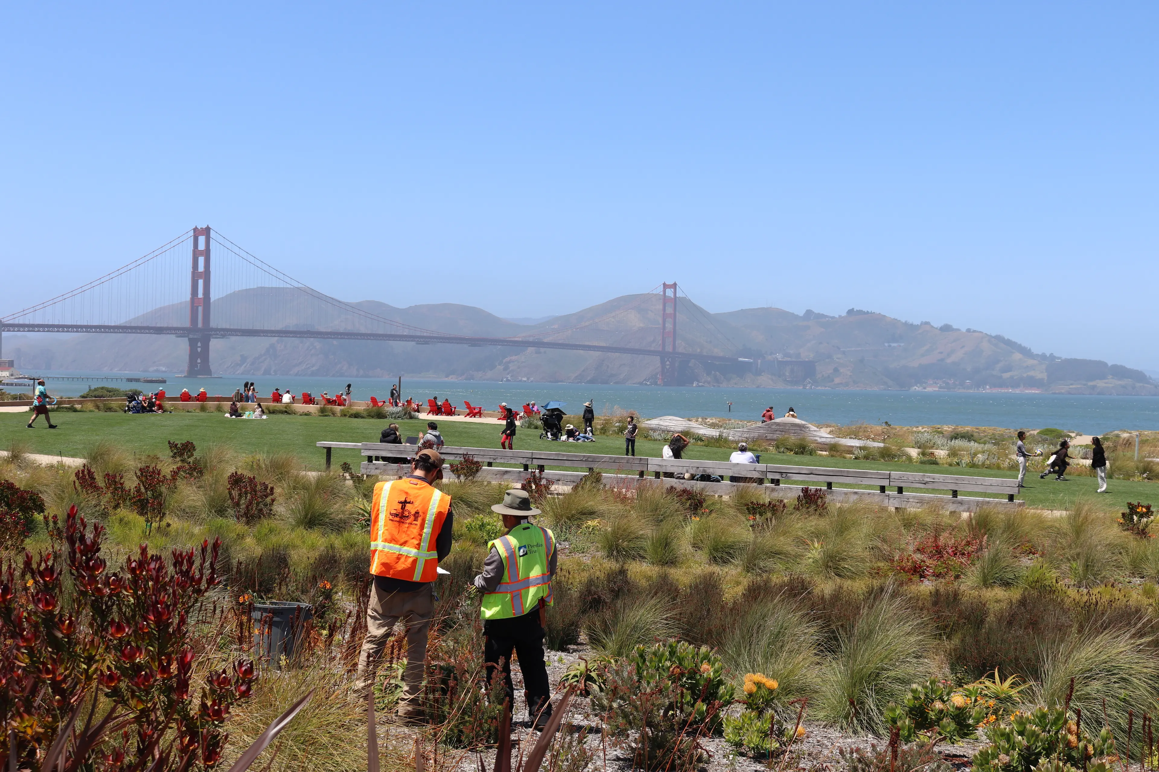 Two men volunteering on the Presidio Tunnel Tops