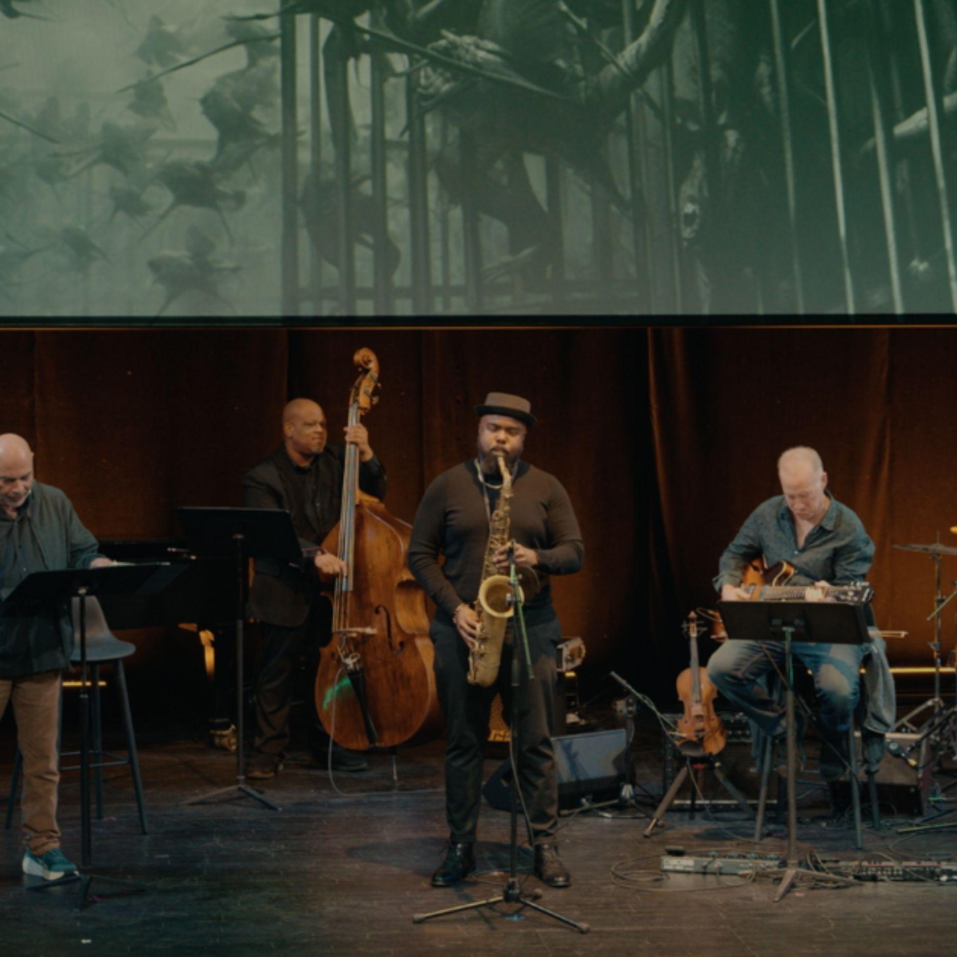 Artists performing on stage