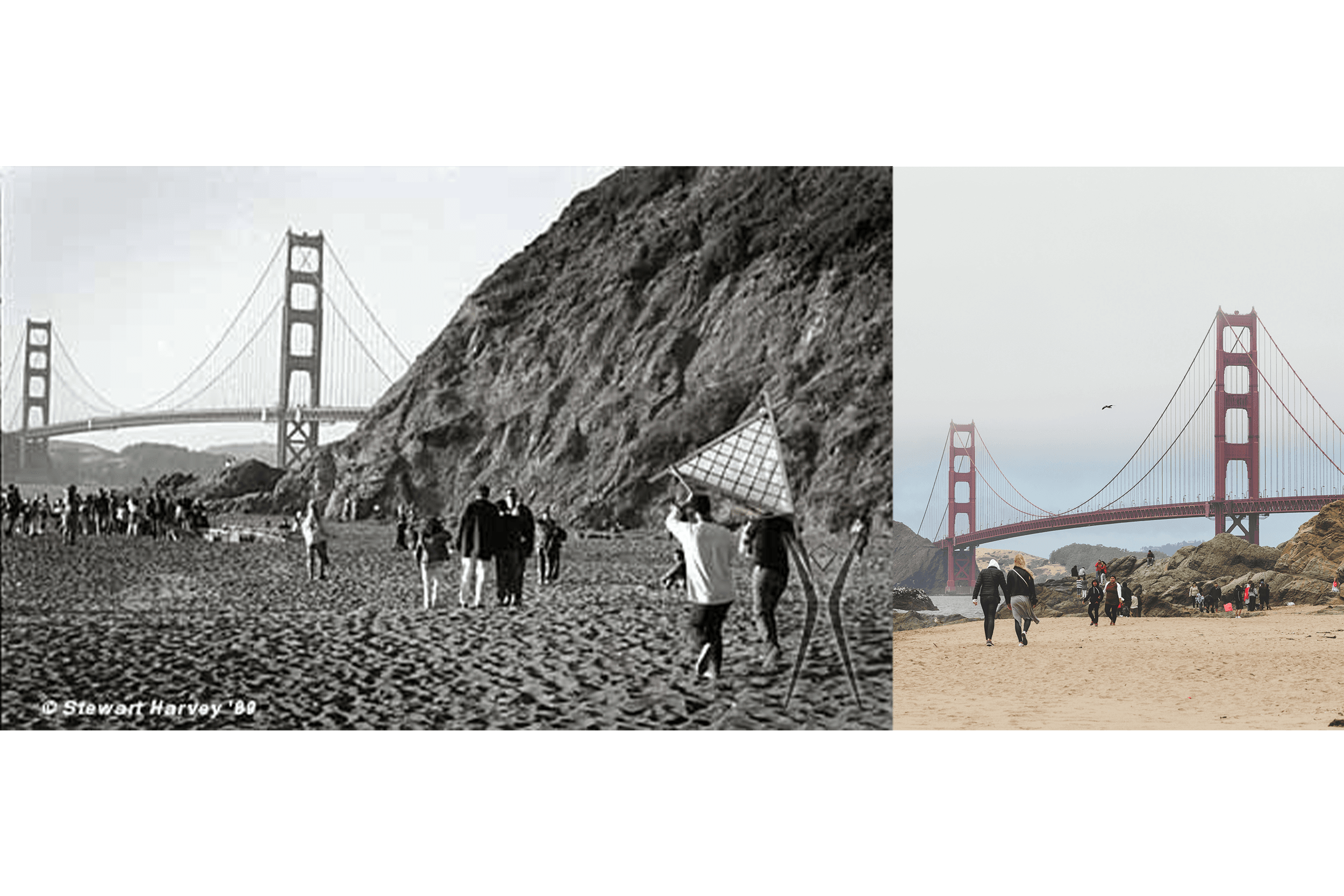 Burning Man then and now at Baker Beach