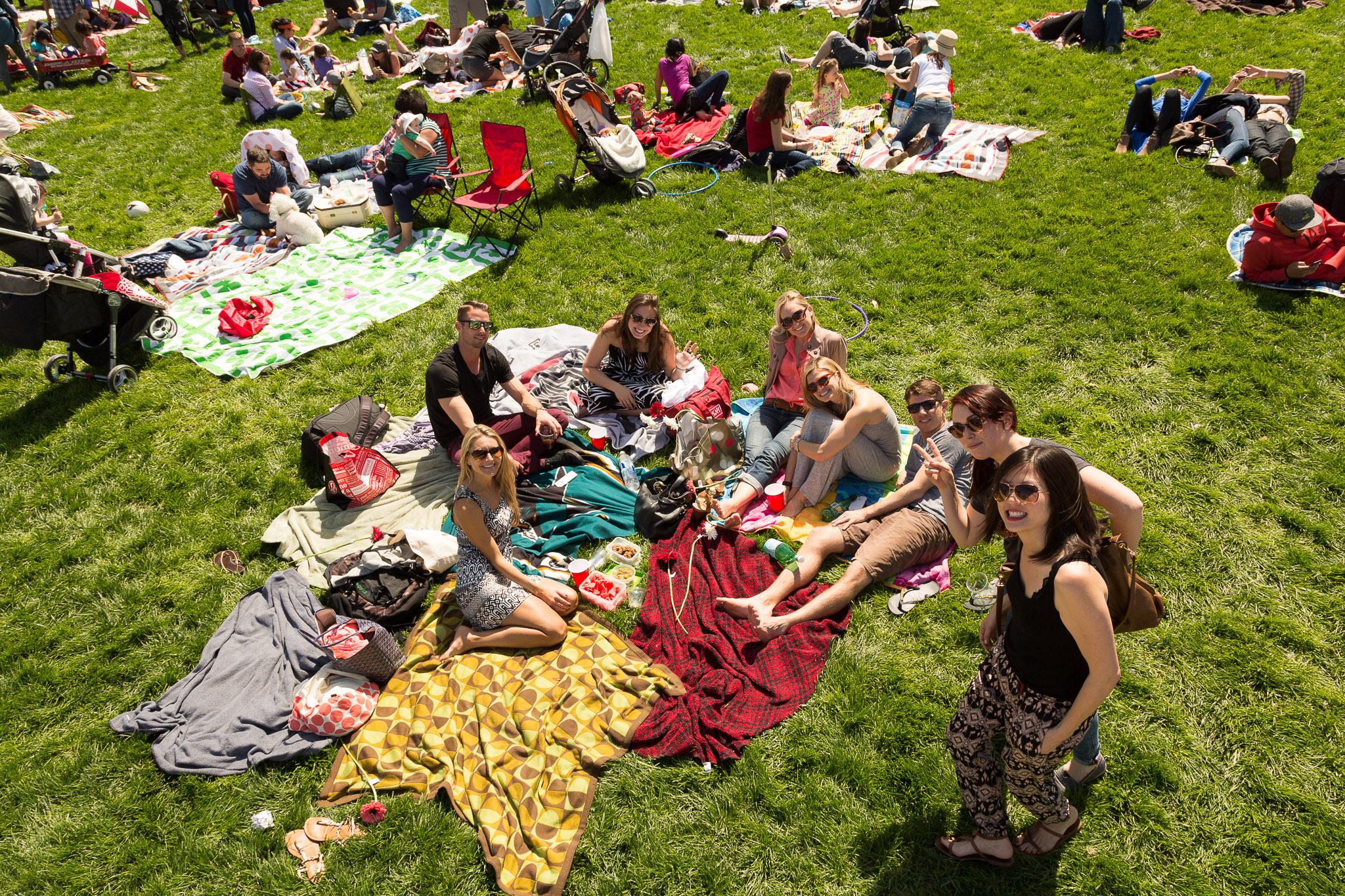 Group of picnickers on Main Parade Lawn