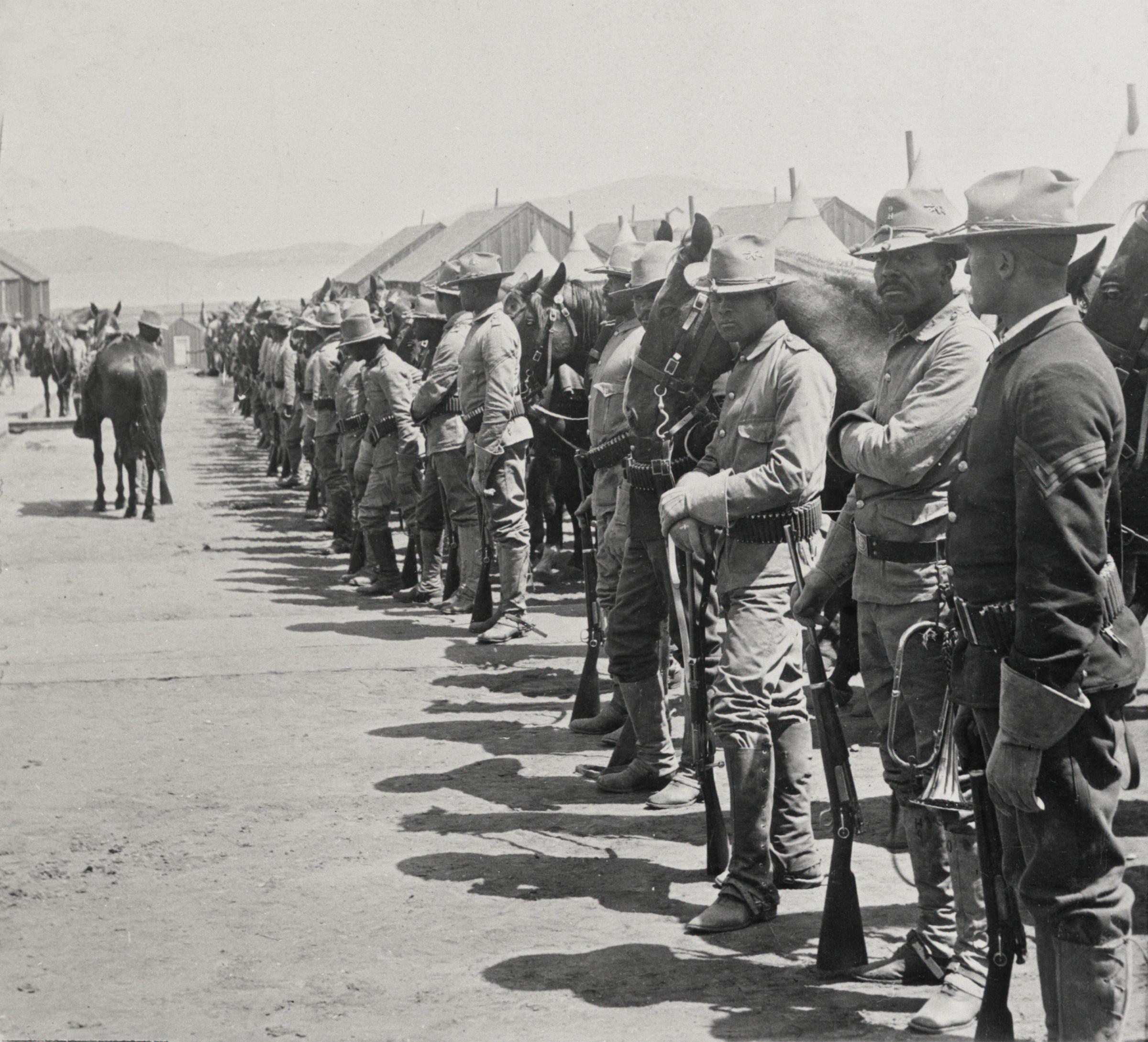 Company H, 9th Cavalry in camp at the Presidio in 1900. Image courtesy Library of Congress.