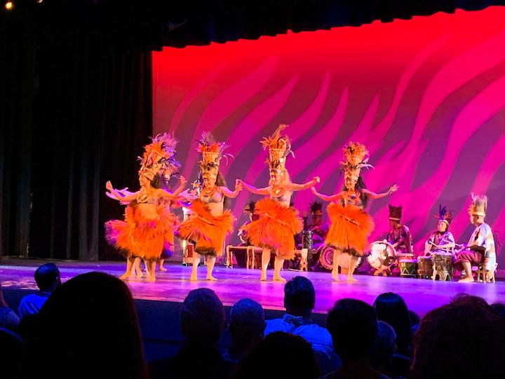 Four dancers performing on stage at Presidio Theatre.