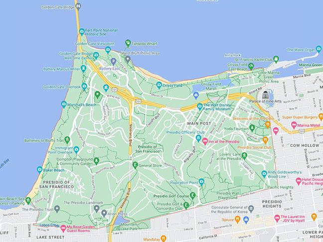 Google Map of the Presidio