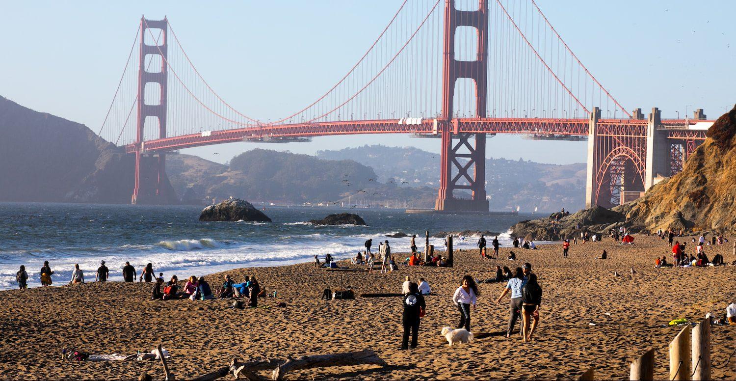Baker Beach in the Presidio with the Golden Gate Bridge in the background. Photo by Myleen Hollero.