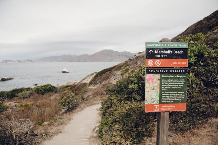 Sign leading to Marshall’s Beach.
