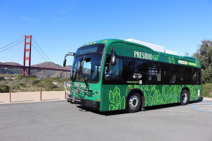The Presidio GO battery-electric shuttle bus.
