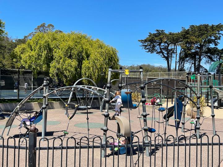 Kids playing at Presidio Wall Playground.