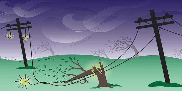 Downed power lines illustration