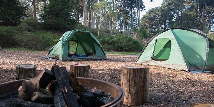 Rob Hill Campground tents and fire pit