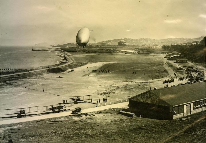 Army dirigible above Crissy Field in 1922.