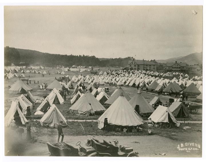 Earthquake refugee camp to east of Army General Hospital. Image courtesy California Historical Society.