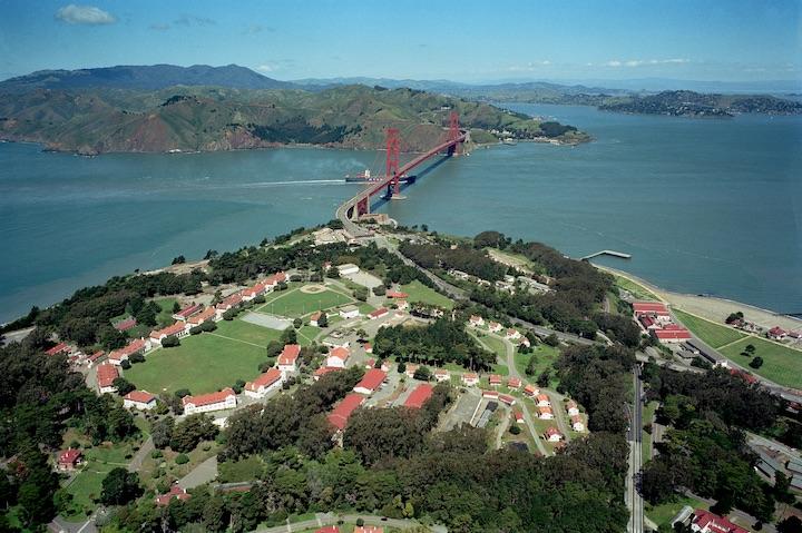 Aerial photo of Presidio and Golden Gate Bridge. Photo by Robert Campbell.